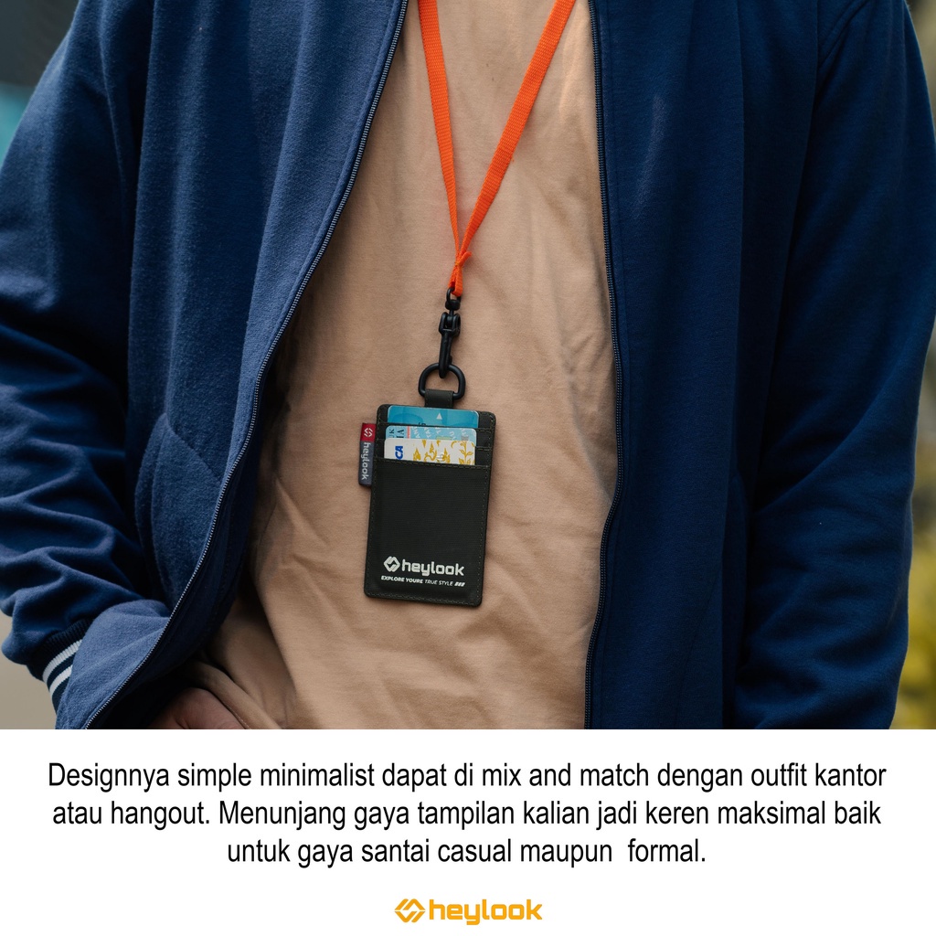 Lanyard Simple Hanging wallet Multifungsi Tas Kalung Leher Pria Wanita -  HITAM