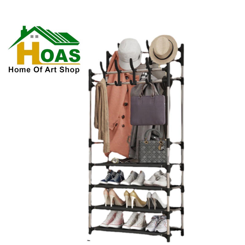 Hoas  Rak Sepatu Susun Stand Hanger Rak Gantung Tas Portable Stainless Rak Minimalis Serbaguna