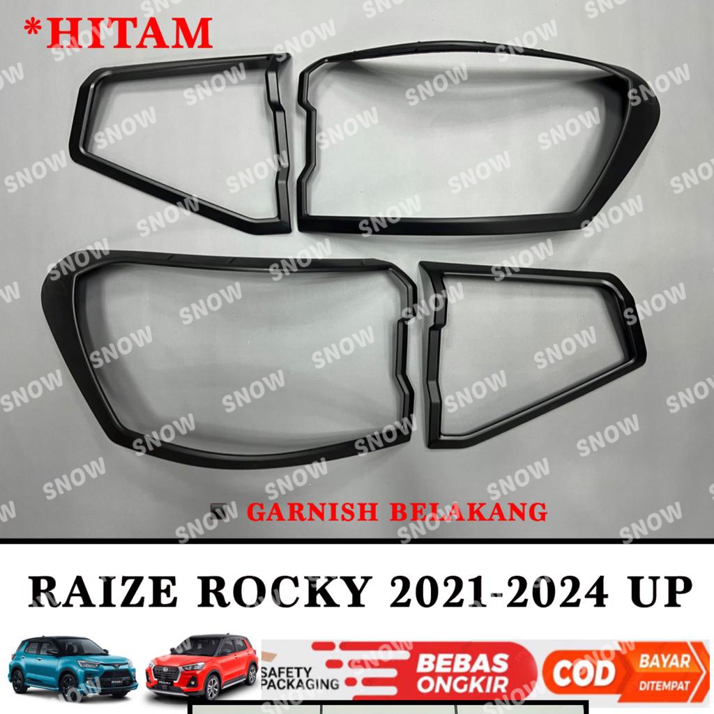 Garnish Lampu Belakang Raize Rocky 2021 2023 2024 Up Chrome Hitam