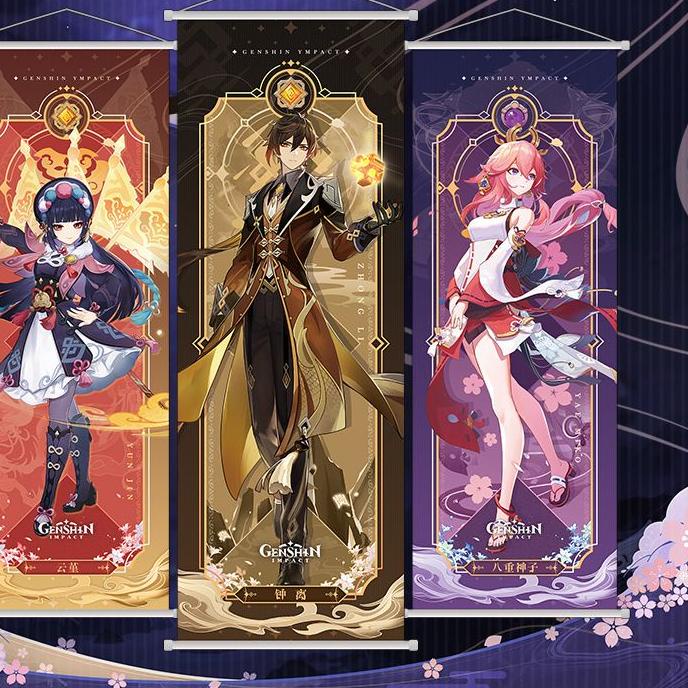 ֍ Xiao Kazuha Venti Hutao Zhongli  kain 25x70cm ➭