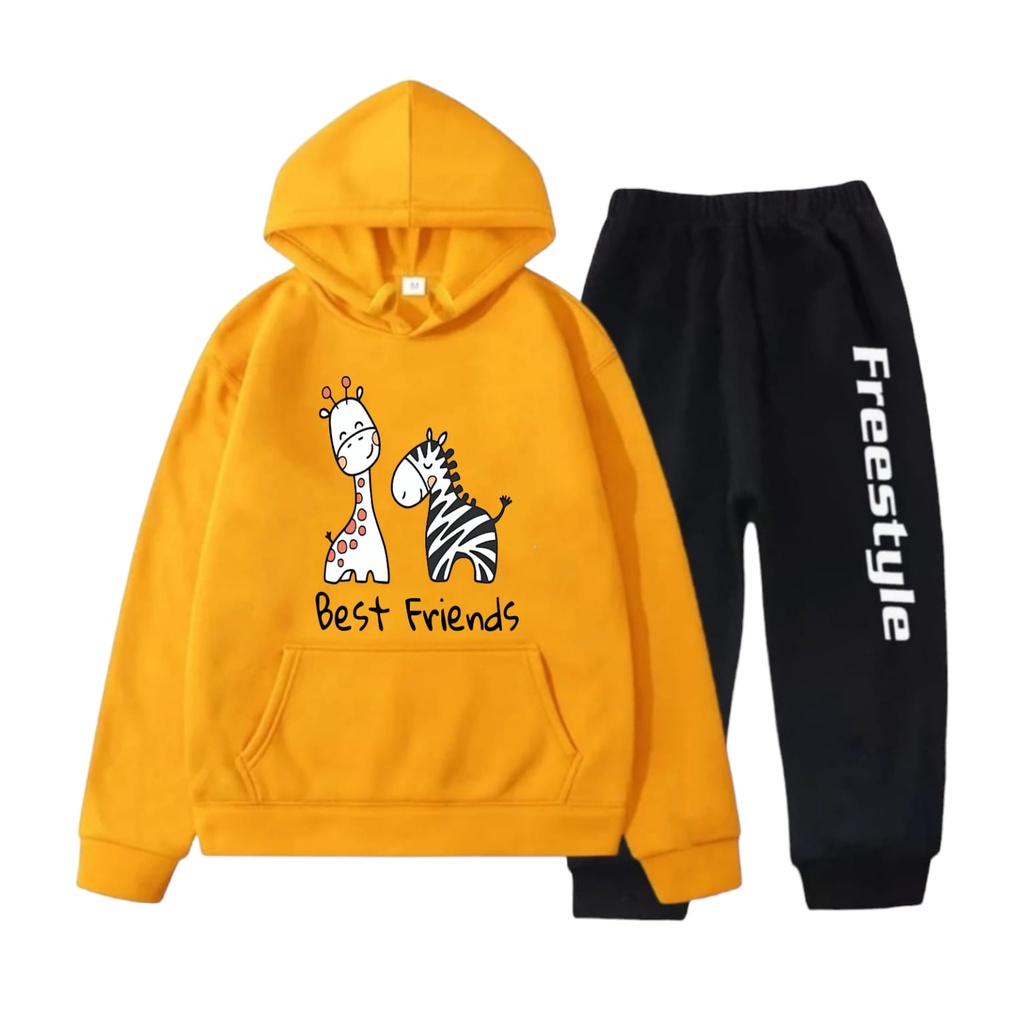 Rdkidzid Setelan Hodie Anak Unisex SET Hoodie Anak Unisex Motif Zebra Friends