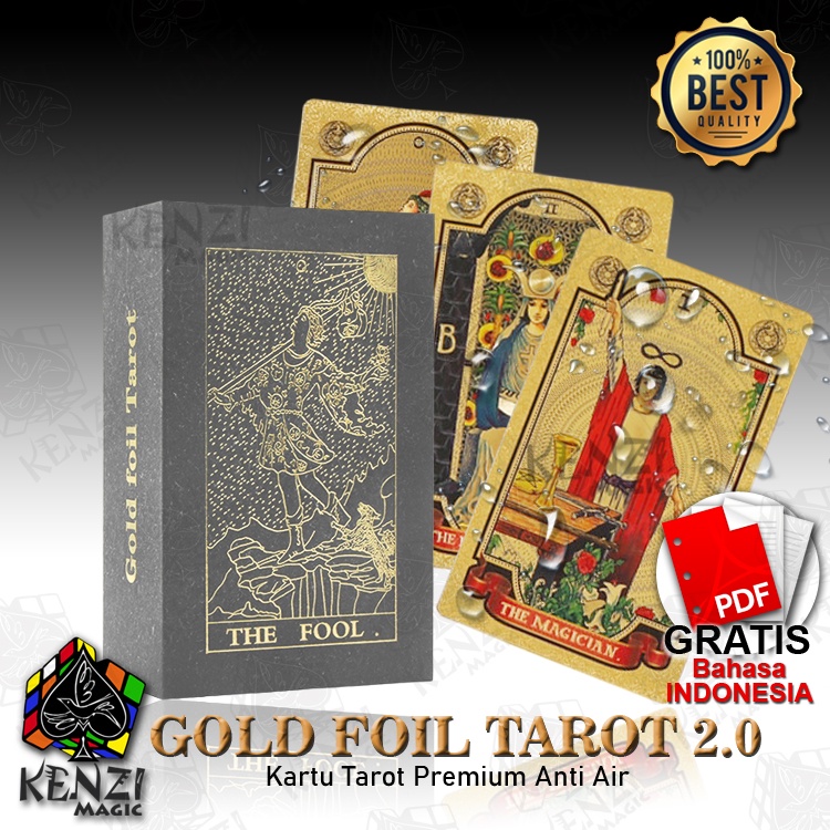 Kartu Tarot Neo Rider Waite Anti Air PVC Waterproof Gold Foil 2.0