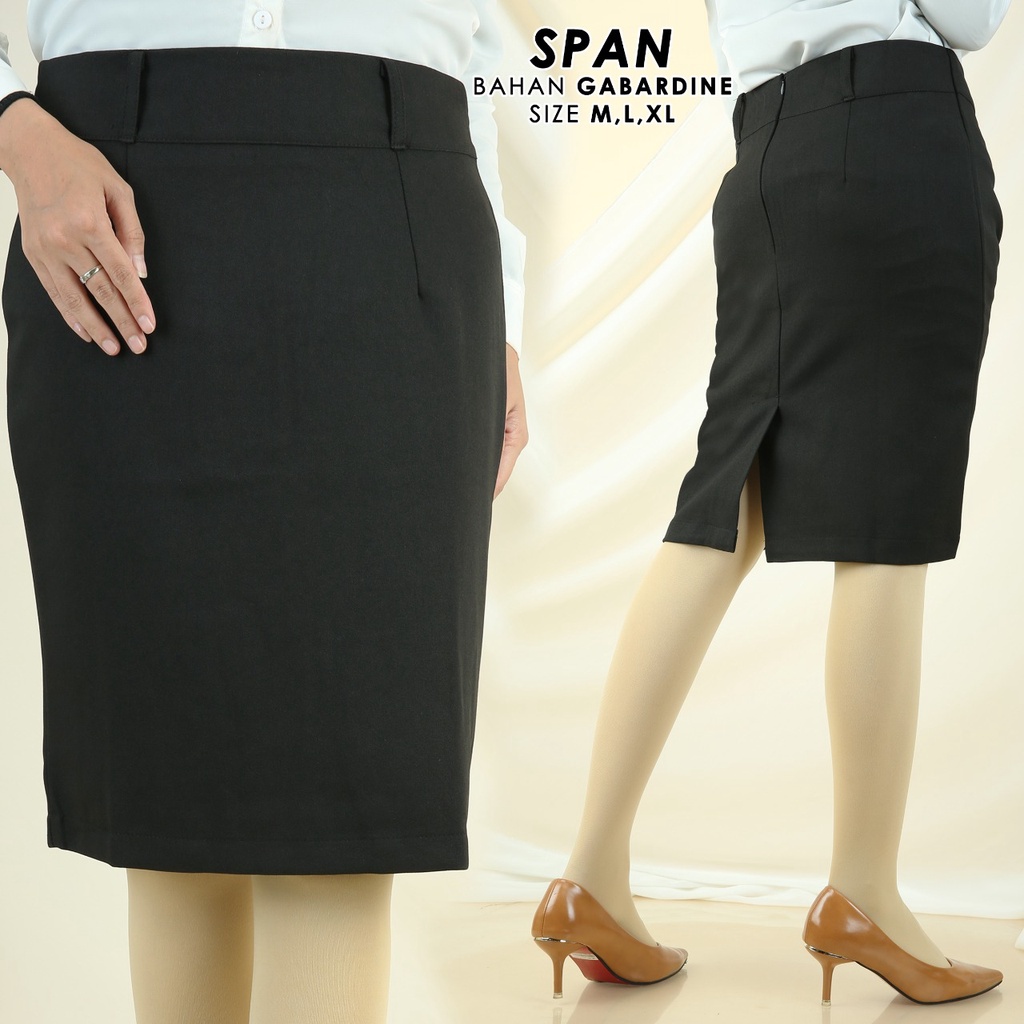 Rok Mini Wanita Atas Lutut 3/4 Span Rajut Premium KOREA Kantor Pendek Paha Pensil / Sepan Hitam Abu 