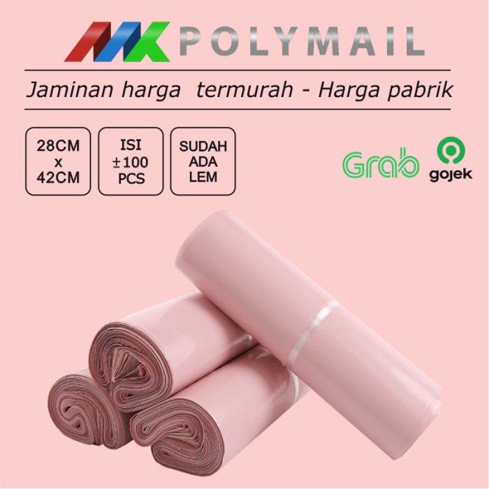 

POLYMAILER 100PCS 28x42CM PINK PREMIUM GLOSSY PLASTIK POLYMAILER