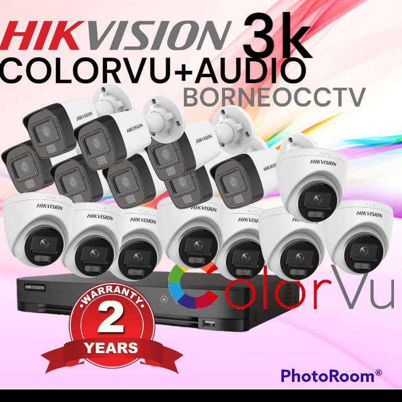 PAKET CCTV HIKVISION 5MP 16CHANNEL 16 CAMERA 3K COLORVU+MIC LENGKAP NON HDD