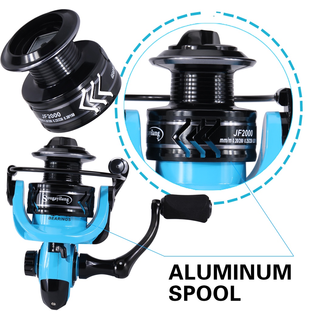 Reel Pancing Spining Reel Gear Ratio 5.2:1 Drag 8KG Fishing Reel 2000 Modle  Power Handle Gulungan Pancing Untuk Air Tawar Atau Air Asin Gulungan Pancing