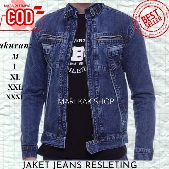 jaket jeans pria jaket denim murah resleting