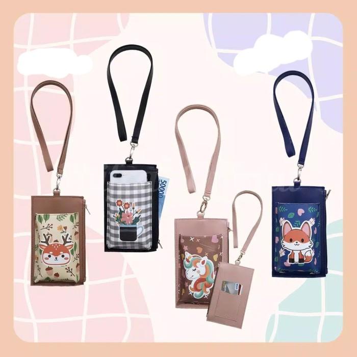 Gantungan Hp Tali Leher Dompet Pouch Karakter Lucu