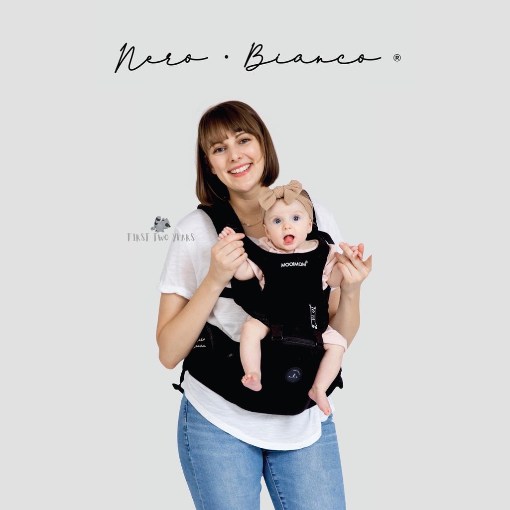 Mooimom X Nero Bianco - Lightweight Hipseat Carrier / Gendongan Bayi Hipseat / Gendongan Bayi Depan