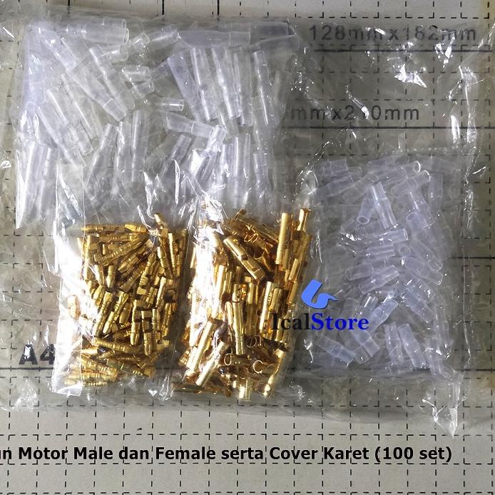 ◘ Skun Motor Bulat 100 set Male Female dan Cover Karet Konektor Socket ❀