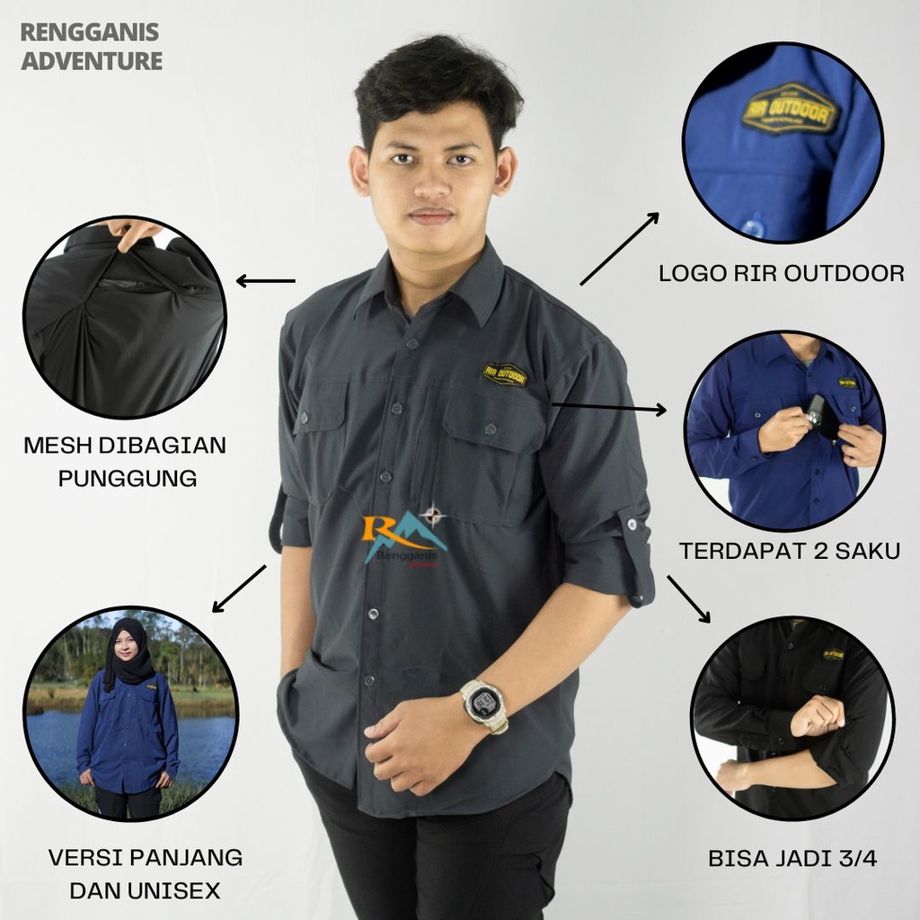 BAJU KEMEJA LENGAN PANJANG KEMEJA OUTDOOR LAPANGAN LOKAL HIKING CASUAL