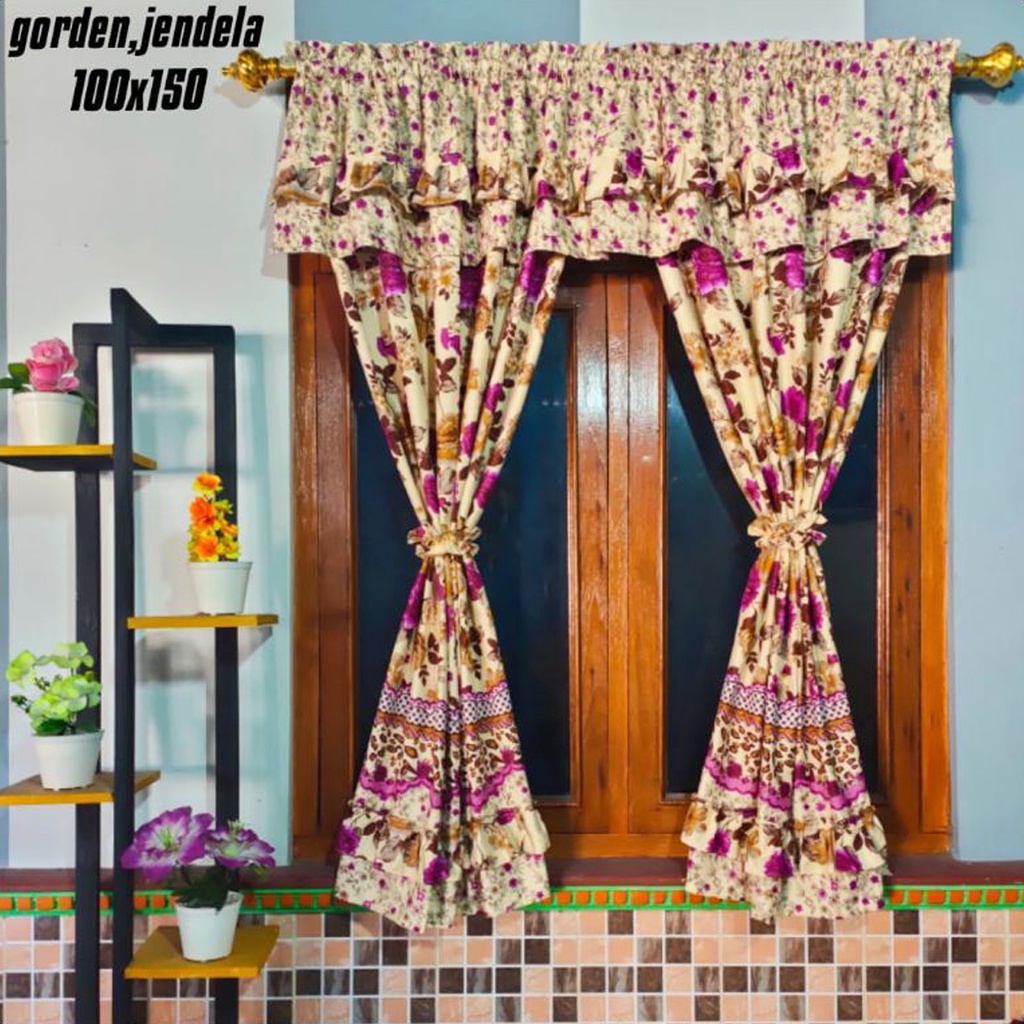 [✅COD] Gorden Korden Jendela Serut 100x150 Poni Rumbai Aneka Motif Dekorasi Kamar Ruang Tamu Minimalis Perlengkapan Rumah