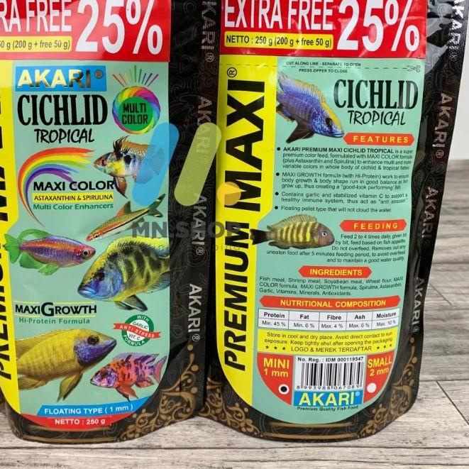 ✧ pelet akari premium maxi 250gram pelet ikan cichlid pakan ikan maxi 250gram ➨