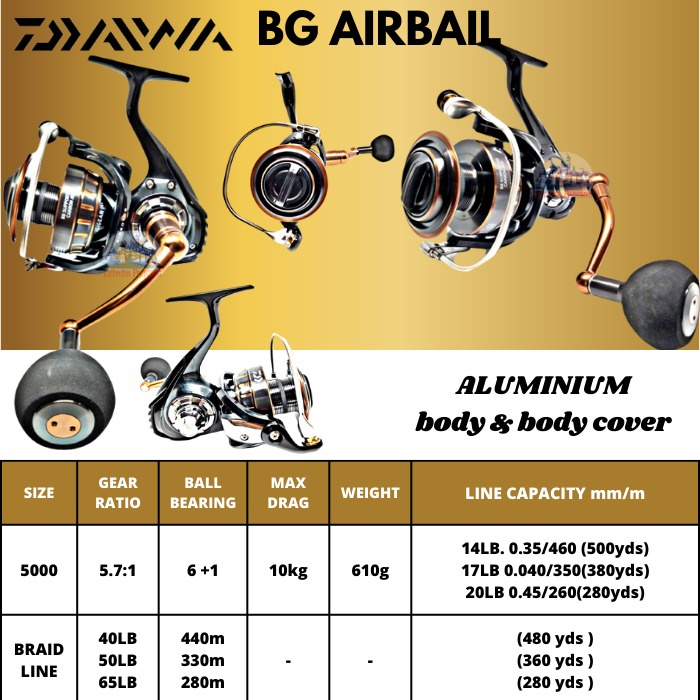 REEL DAIWA BG AIRBAIL 3000, 4000, 5000 3000RK 4000RK 5000RK RK REEL DAIWA MURAH BG AIR BAIL