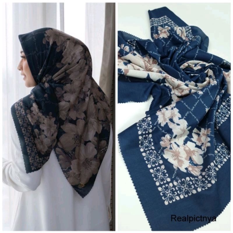 Jilbab Segiempat Voal Premium/ Hijab Segiempat Printing Laser cut