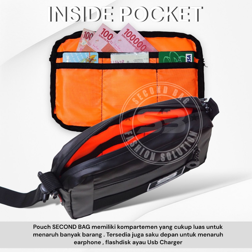 Clutch Bag Hand Bag Original By SecondBag Unisex Tas Tangan Pria Wanita Bahan Bimo Premium Anti Air Sling Bag Pouch