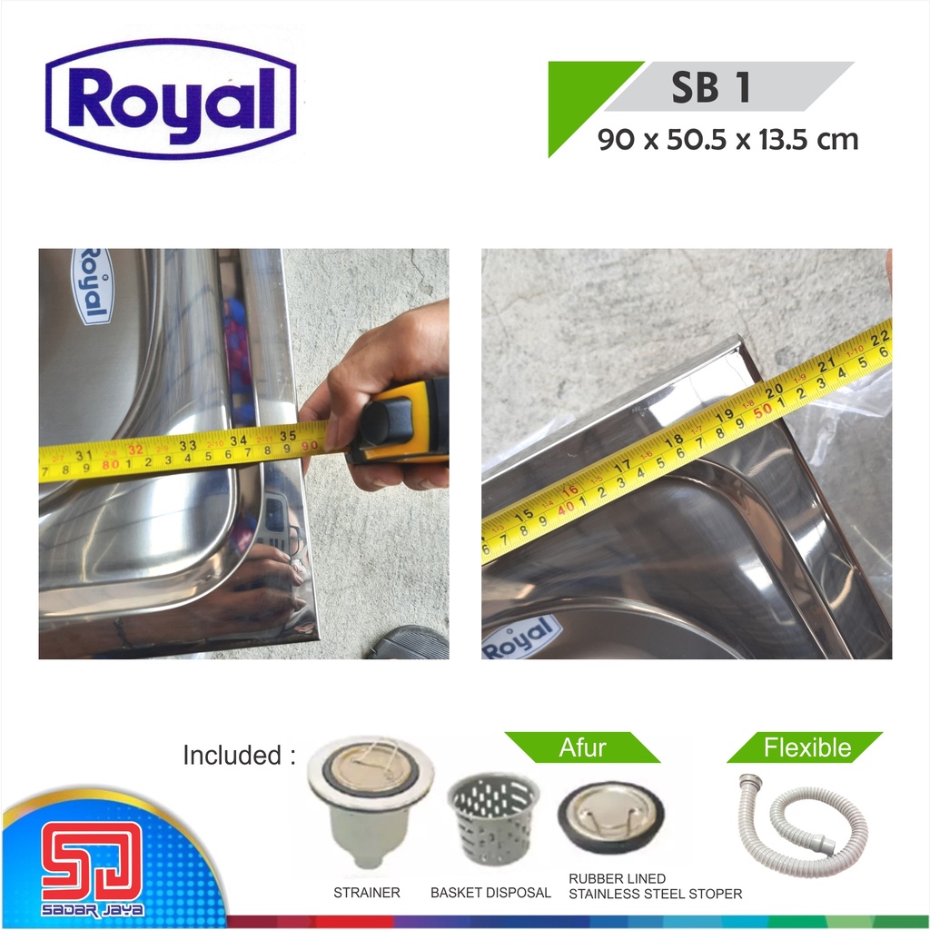 Royal Kitchen Sink SB 1 Wastafel Dapur Bak Cuci Piring Sayap Pengering Stainless Steel Royalsink SB1