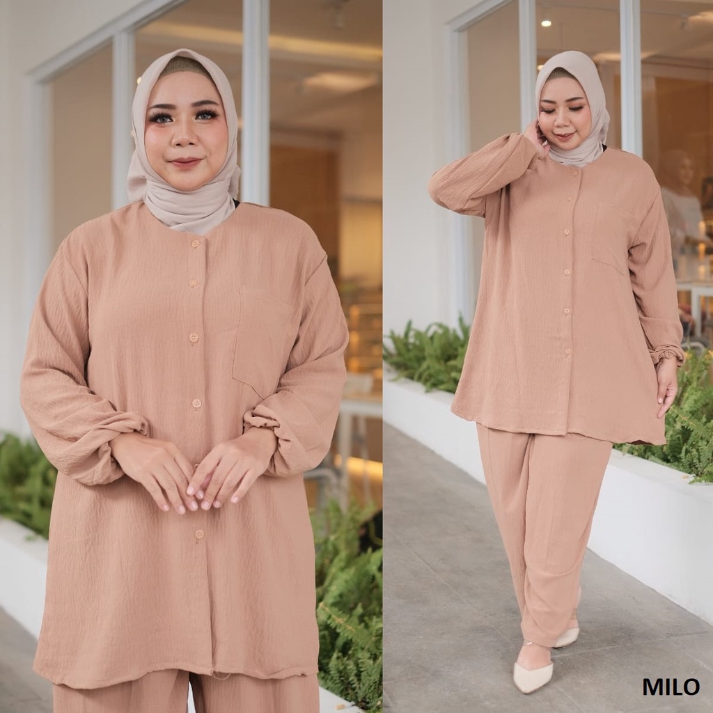 SET baju hamil wanita xxxl muat bb 100 kg ld 125 polos crinkle airflow premium