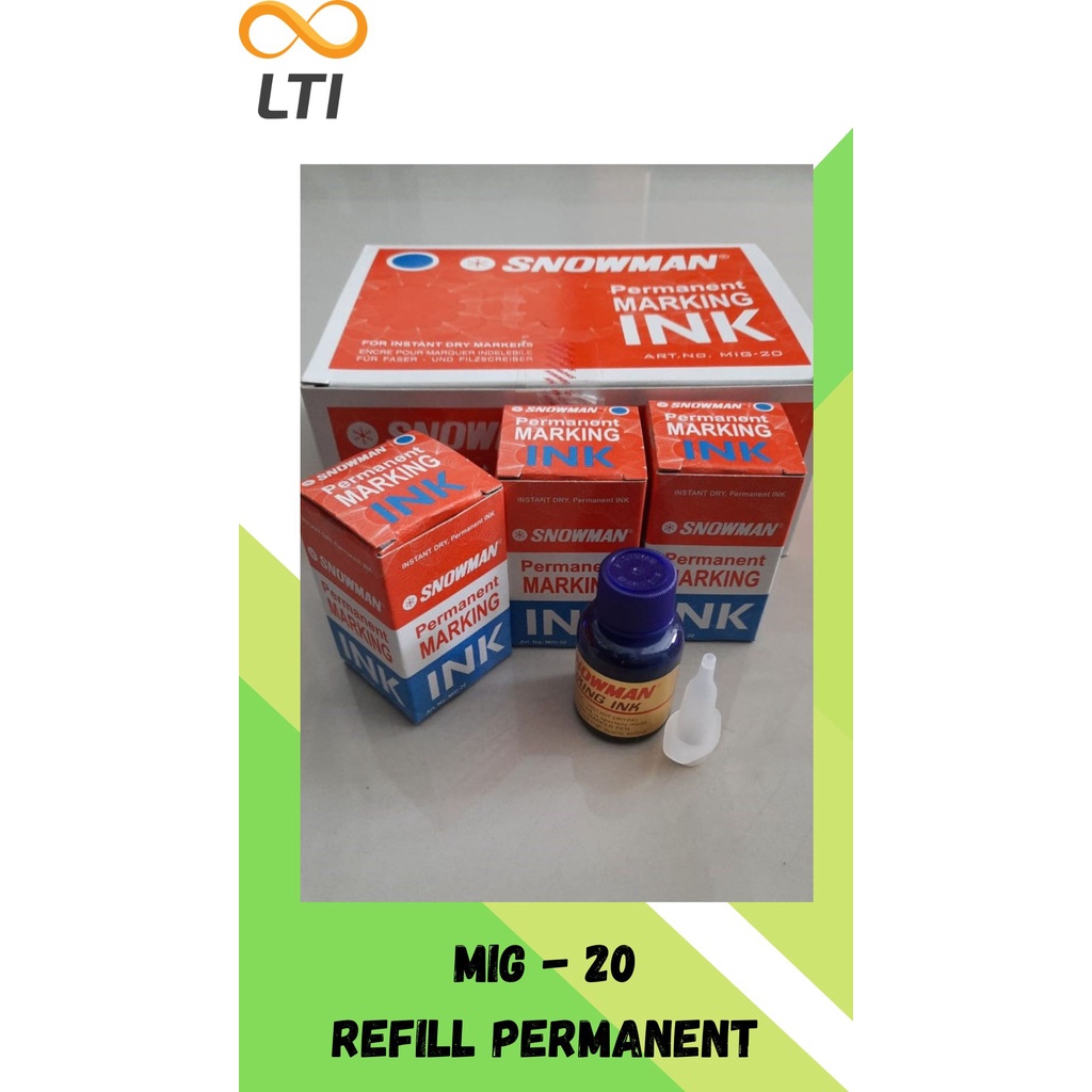 

Refill Tinta Snowman Permanen Marking Ink MIG - 20 - HEMAT