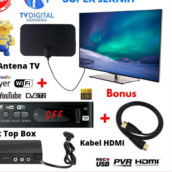 ➲ Set Top Box TV Digital DVB T2 Penerima Siaran Digital H.P Antena Super Jernih ✹