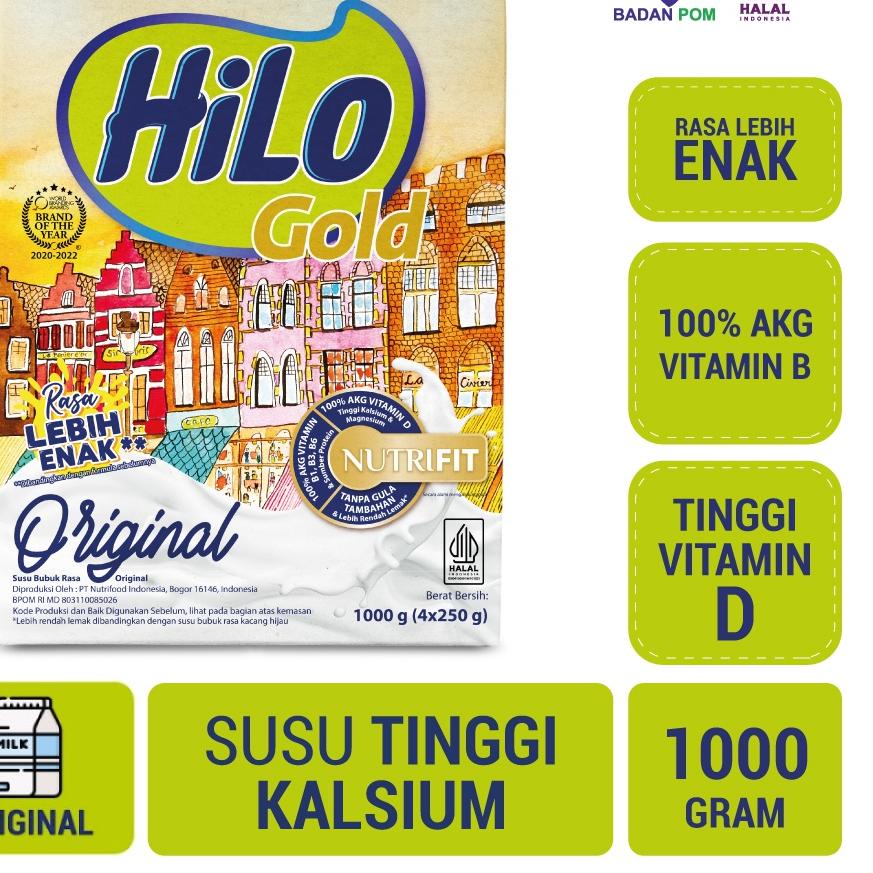 

✪ HiLo Gold Original 1000 gram - Susu Tinggi Kalsium Plain ♣