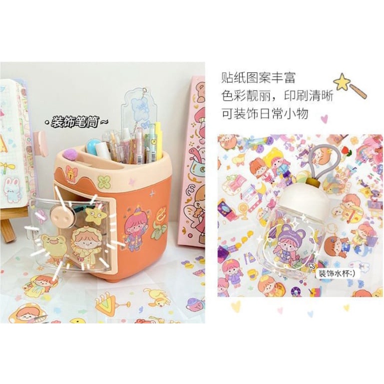 (ENCER) Sticker Motif Kartun Kawaii Sticker Lucu Scrapbook DIY Sticker lembaran lucu