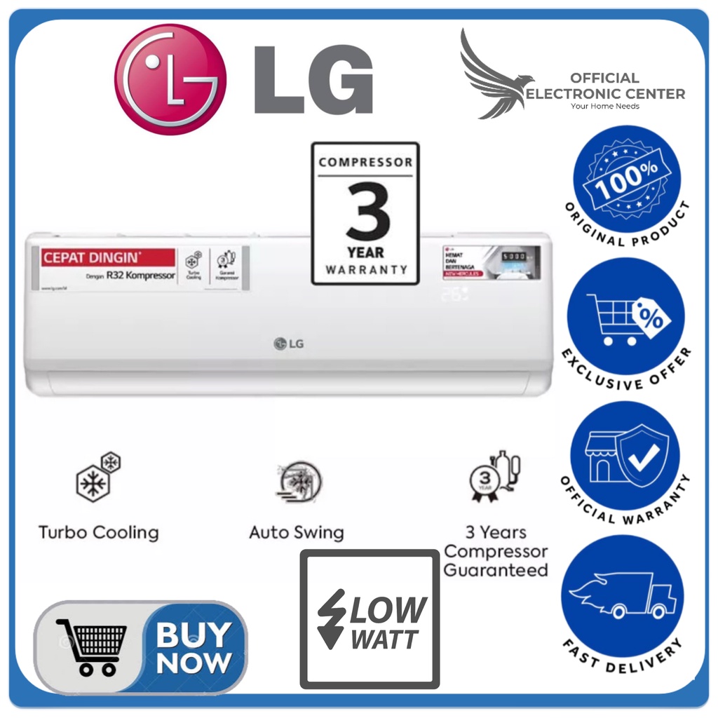 LG AC STANDARD 1 PK H09TN4 H09 H 09TN4 NEW HERCULES R32 TURBO COOLING RESMI ORIGINAL AC 1PK