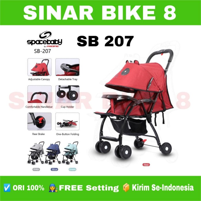 Kereta Dorong Anak Bayi Baby Stoller SPACEBABY SB 207 Bisa Rebahan