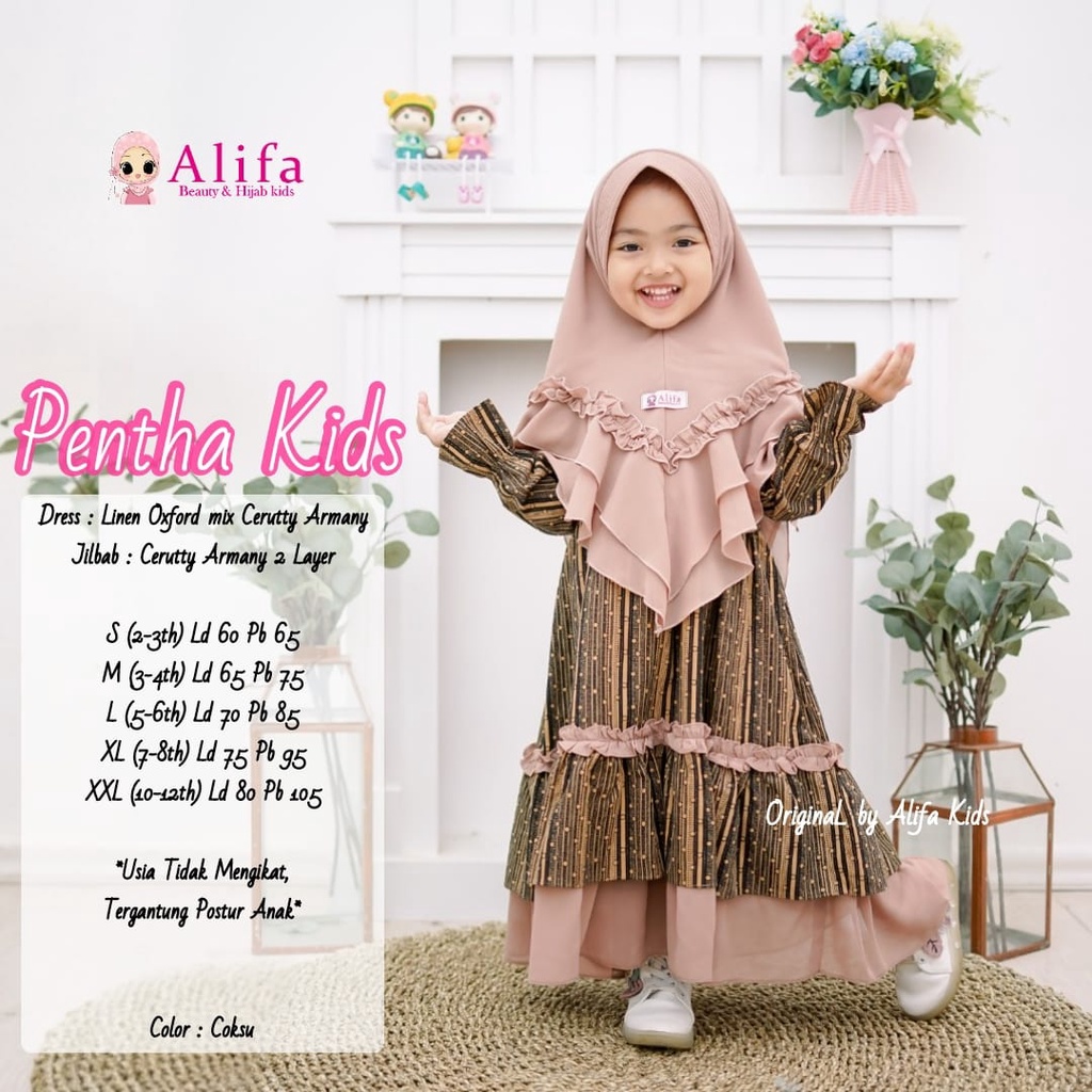 Gamis Anak Pentha Kids Matt Linen Oxford Mix Ceruty Armany Original Alifa