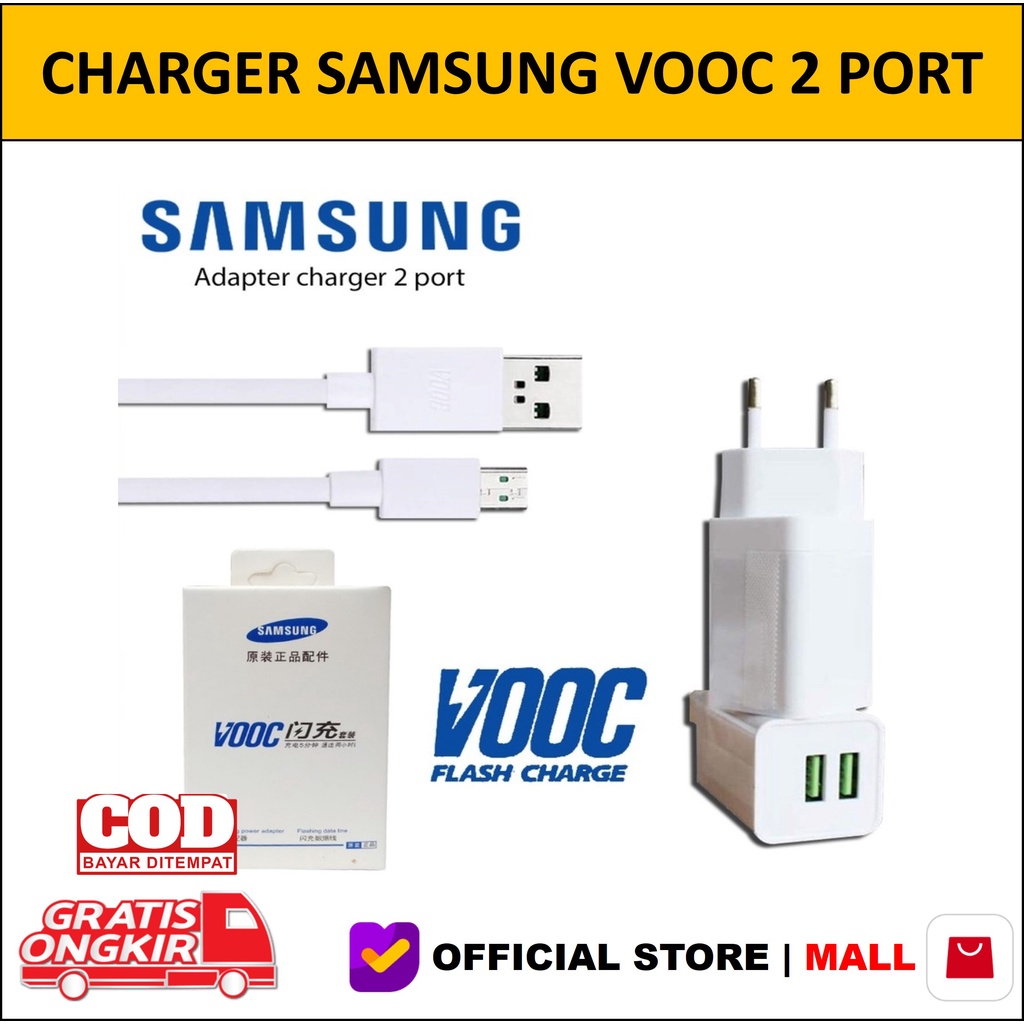 Travel Fast Charger Charging Cas Casan 2 Lubang 2 Port VOOC Micro USB VOOC