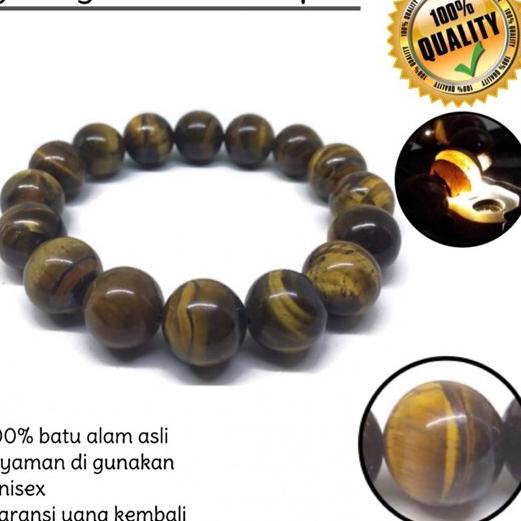 Serbu Kejutan Gelang Batu Alam Tiger Eye Biduri Sepah 12mm Gelang Batu Akik Natural