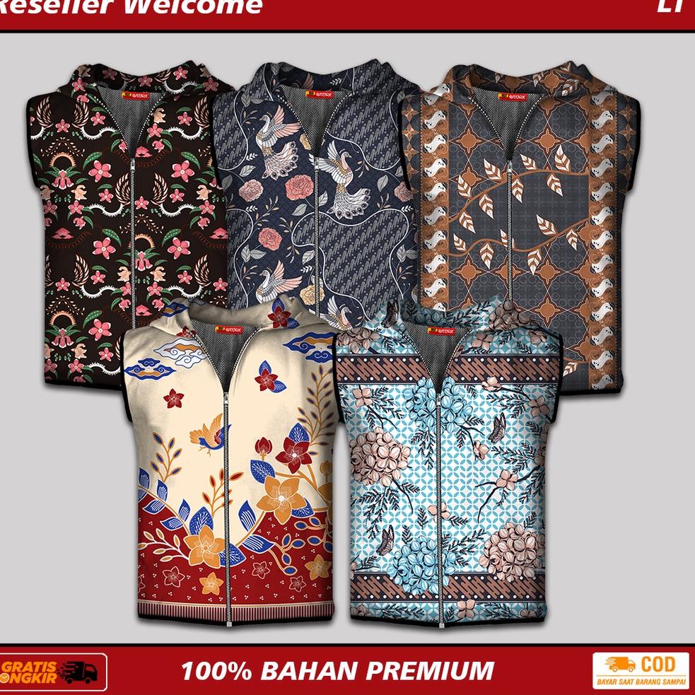 [ART. 2772] Ziebilqueen Rompi Printing Wanita Pria Vest Hoodie Olahraga Running Tema Batik Anti Kusu