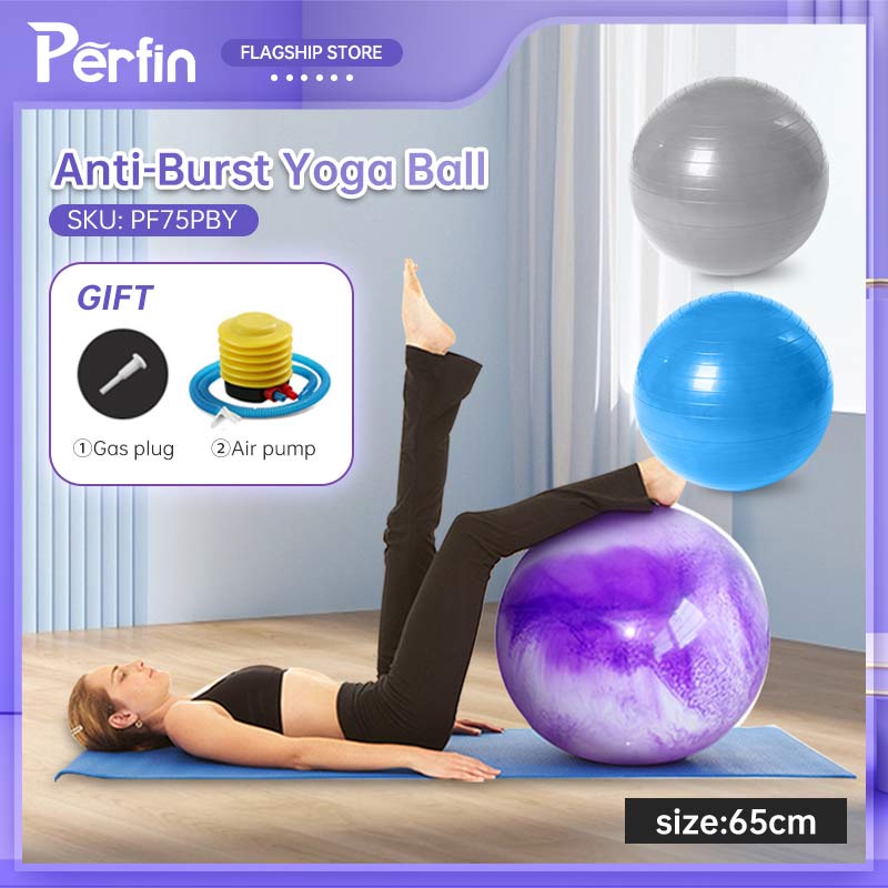 Perfin PF75PBY Bola Yoga Ibu Hamil Gym Ball Alat Fitness Pilates Ball Fitnes Senam Olahraga 65cm(FREE PompaTangan)