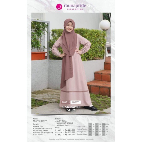 SARIMBIT KELUARGA RAUNA 12 DUSTY | SARIMBIT AUDY RAUNA RGD 12  DUSTY | GAMIS ANAK RGAF 12 DUSTY | GAMIS REMAJA AUDY RRF 12 DUSTY | KOKO AYAH RKF 12 DUSTY | KOKO ANAK RKAF 12 DUSTY | COUPLE KELUARGA RAUNA 12 DUSTY