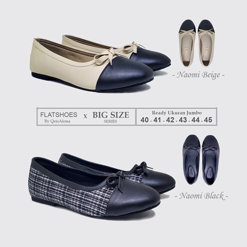 NAOMI X ZAGIB BIG SIZE | Sepatu Wanita Ukuran Besar Jumbo 40-45 Flat Shoes Casual Kerja Style