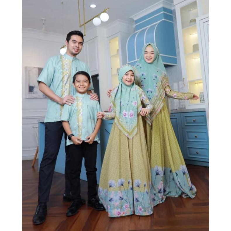 DISKON couple family set embun raya series ori eldeena /gamis shr lengan  motif Murah