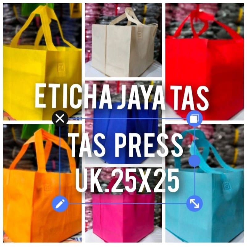 tas spun bond press 25x25/goodie bag 25/tas press box 25x25 harga per lusin