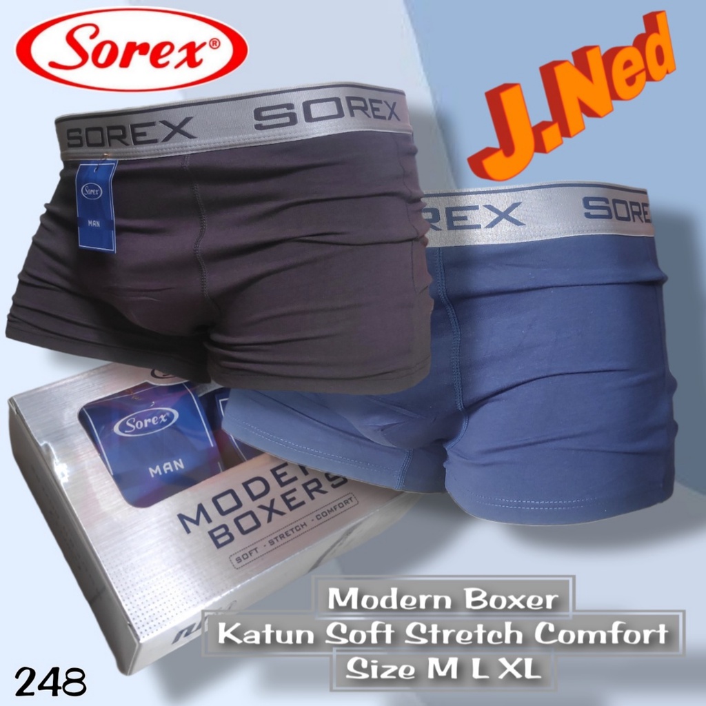 J248D - PER BOX ISI 2 PCS CELANA DALAM BOXER PRIA SOREX SIZE S - XL