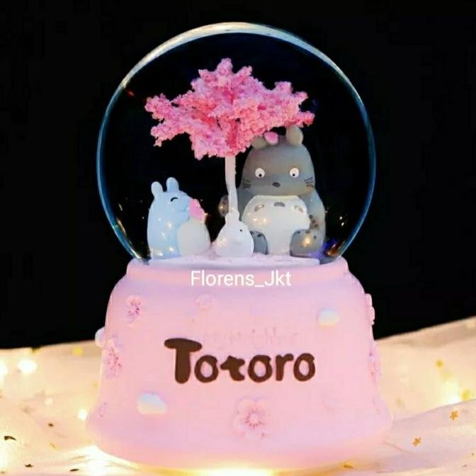 Kotak Musik + Lampu Bola Salju Totoro Sakura Ukuran Medium