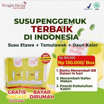 

Susu Weight Herba Tinggi Kalori Badan Lebih Sehat dan Berisi Penambah Berat Bdan dan Nafsu Makan Meningkat Tanpa Efek Samping Tanpa Takut Gula dan Kolesterol NaikTeruji BPOM