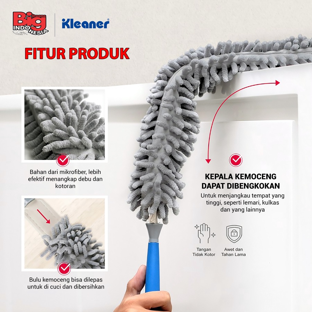 Kemoceng Microfiber 1 Pcs Chenille Duster Alat Pembersih Rumah Serbaguna Kleaner GSW010