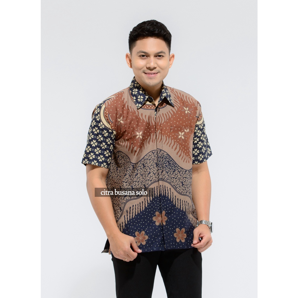 SATRIA PENDEK Kemeja Batik Pria Full Furing Bahan Katun Cabut Primisima