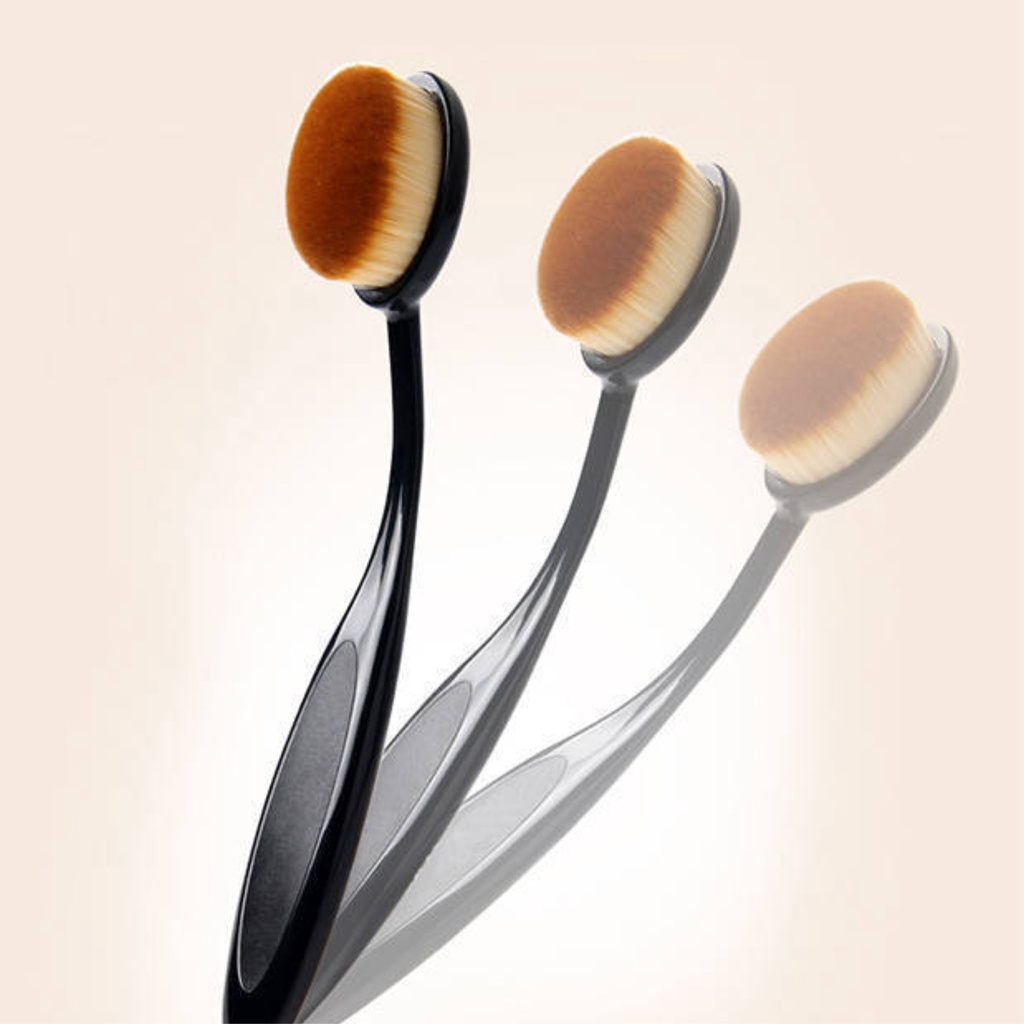 Brush Make Up Oval Gagang Kuas Make Up Foundation Liquid Bulu Halus