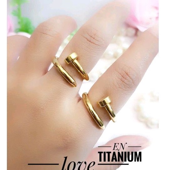 Cincin Titanium Paku polos Gold 193