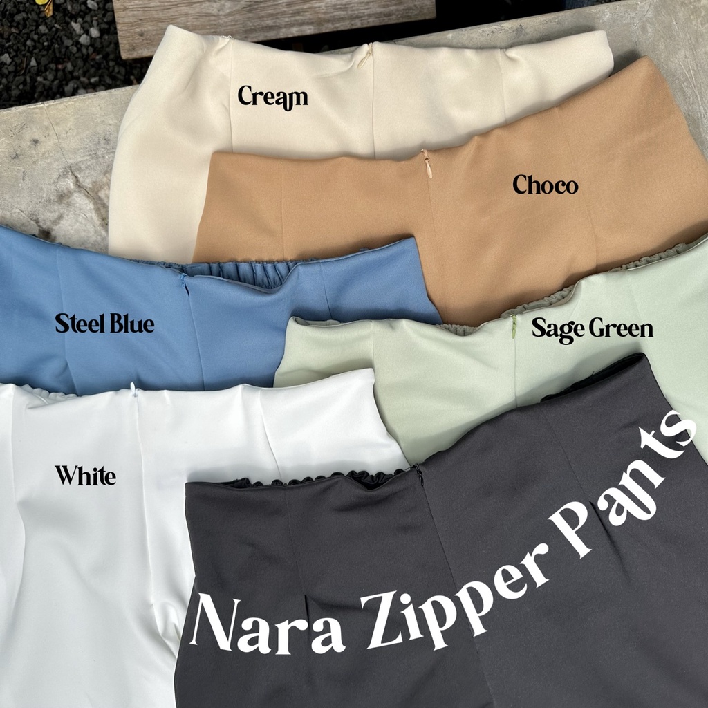 NARA Zipper Pants | Celana Bigsize Jumbo Plussize Oversize Curvesize Scuba Stretch Casual Formal