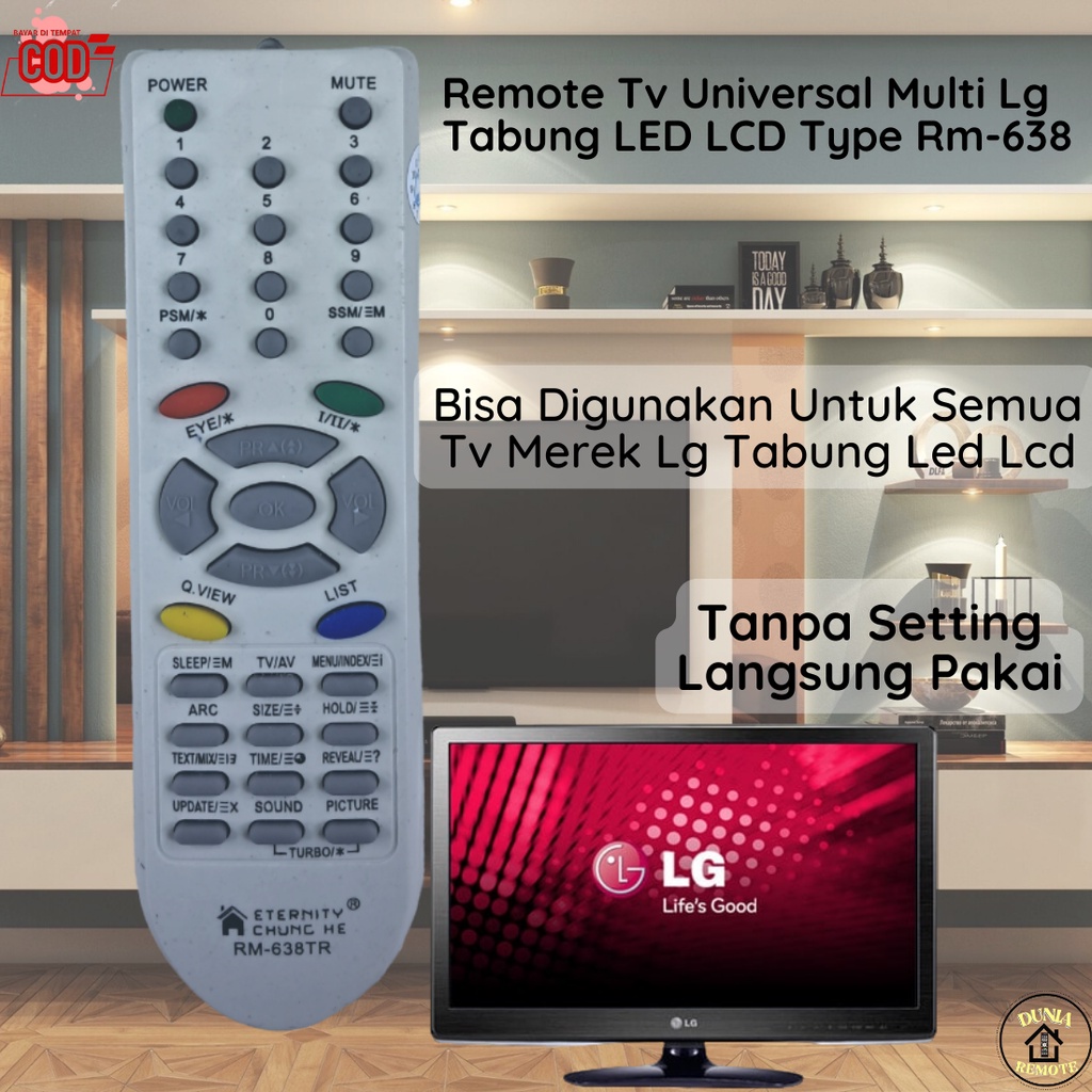 Remot Remote Multi Tv LG Tabung LED LCD Type 638Ch Tanpa Setting