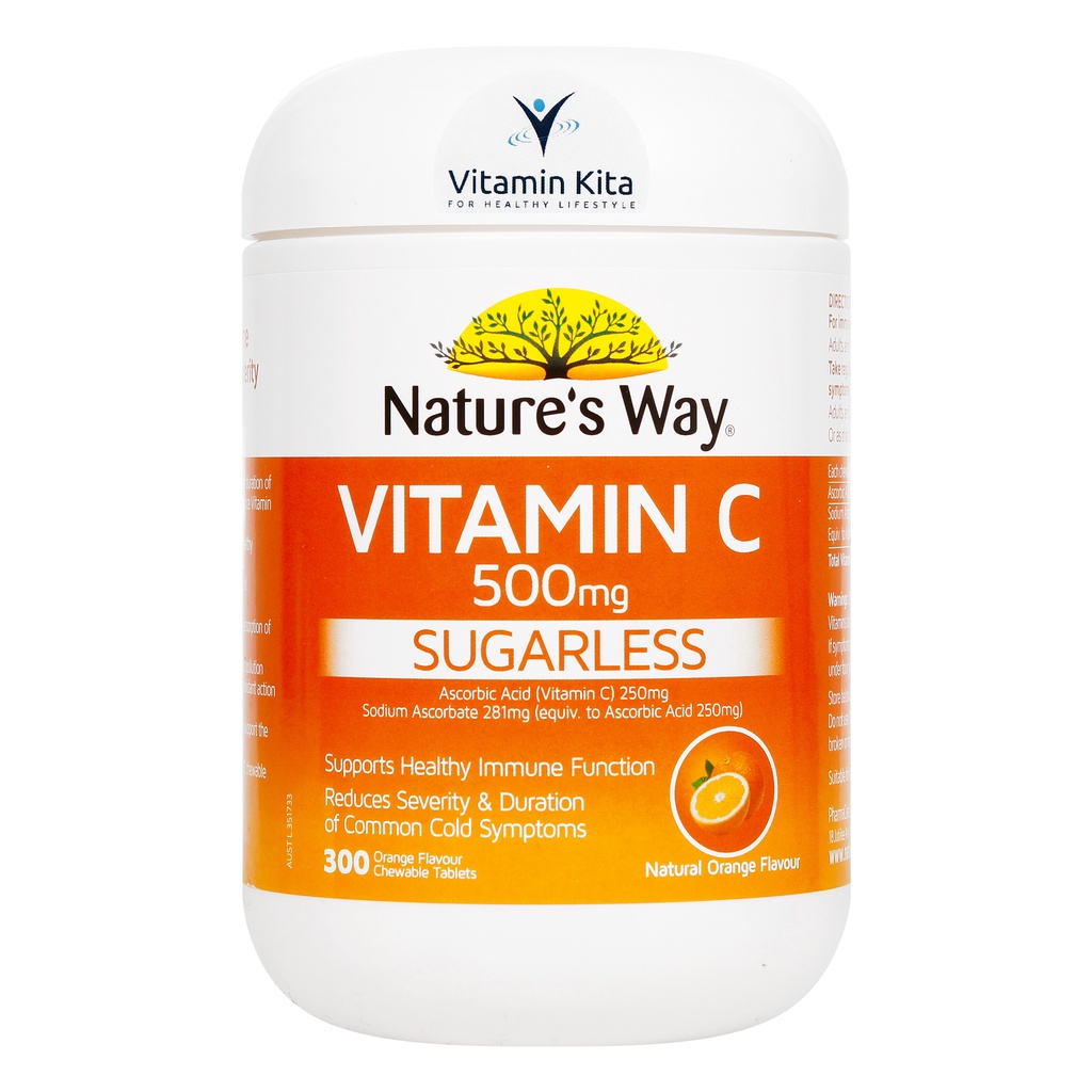 Natures Way Vitamin C 500mg-300 tab | Mengurangi durasi, gejala, dan frekuensi flu | Memperkuat daya tahan tubuh agar tidak mudah jatuh sakit