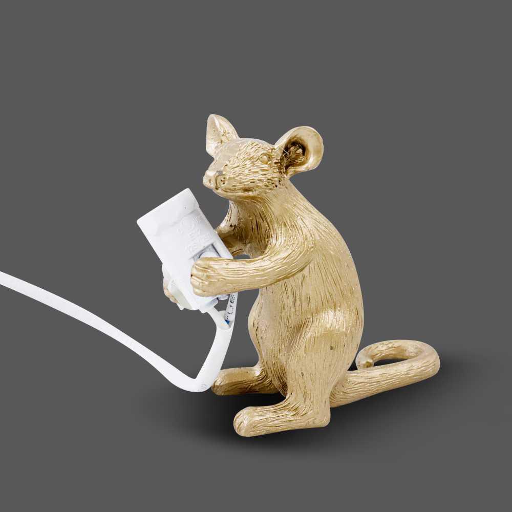 Lampu Meja Belajar LED Model Mouse Nordic E12 4W Warm White - RJ01 - Golden