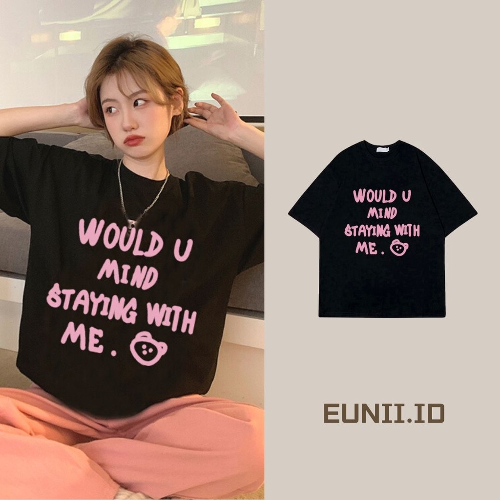 EUNII T-shirt Lengan Pendek Cartoon Pink Pig Korean Style/Kaos Atasan Wanita/Baju Kaus Oversize Wanita/Kaos Wanita