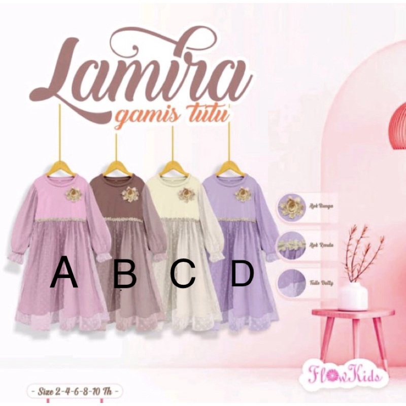 Dress Anak cew lamira tutu size 2-10tahun by flowkids gamis anak perempuan syari viral kekinian 2023